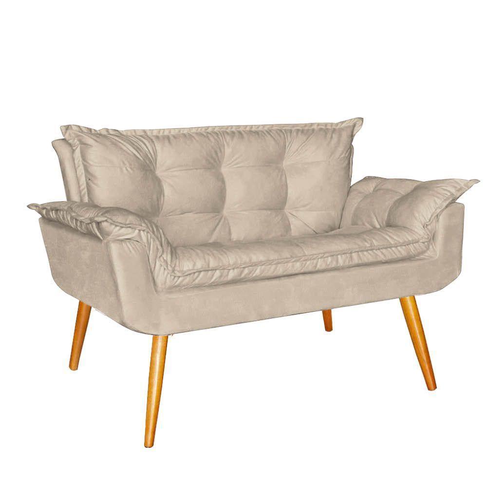 Kit 04 Namoradeira Sofá Opala Sala Escritório Recepção Quarto Suede Bege - Ninho Decor - 2