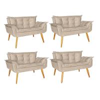 Kit 04 Namoradeira Sofá Opala Sala Escritório Recepção Quarto Suede Bege - Ninho Decor - 2