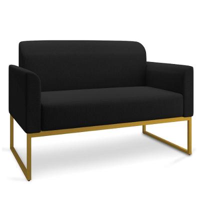 Namoradeira 02 Lugares Linho Dourado Cor A79 Preto