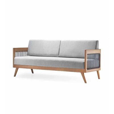 Sofá 2 Lugares Saibi Ozki 150Cm Poliéster Cinza Madeira Eucalipto Cedro Corda Náutica Plana Poliéste