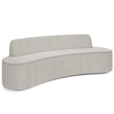 Sofá 3 Lugares Curvo Sala De Estar Living Cancún D02 Bouclê Creme 210 Cm B-54