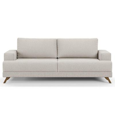 Sofá 200cm 3 Lugares Pés Curvos Santi Boucle D05 Creme - Mpozenato
