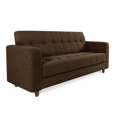 Sofá 03 Lugares Arezzo Suede Pés Chanfrado Tabaco - D'rossi Cor Marrom