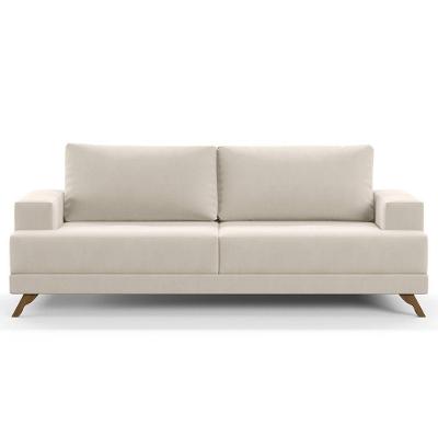 Sofá 200cm 3 Lugares Pés Curvos Santi Suede D05 Bege - Mpozenato