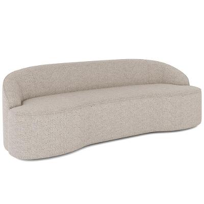 Sofá 3 Lugares Curvo Sala De Estar Living Lótus D02 Linho Bege 180 Cm D-463