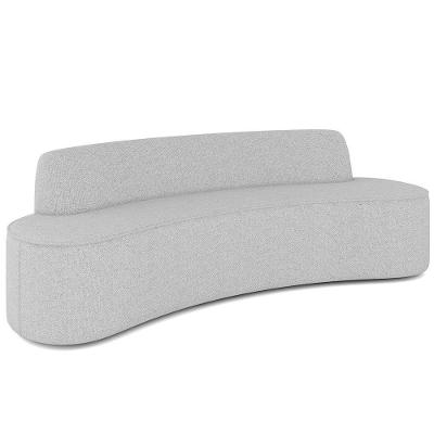 Sofá 3 Lugares Curvo Sala De Estar Living Cancún D02 Linho Cinza Escuro 210 Cm C-416
