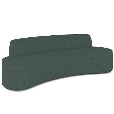 Sofá 3 Lugares Curvo Sala De Estar Living Cancún D02 Linho Verde Musgo 180 Cm C-117