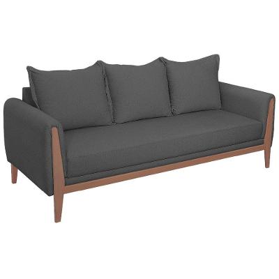 Sofá 3 Lugares Argentina Linho - Adj Decor Cor Cinza Escuro