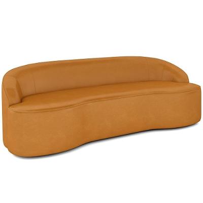 Sofá 3 Lugares Curvo Sala De Estar Living Lótus D02 Couríssimo Whisky 180 Cm B-90