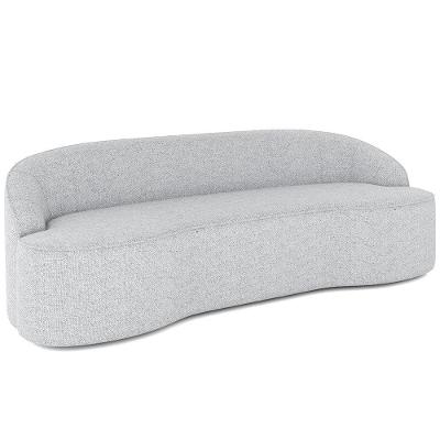 Sofá 3 Lugares Curvo Sala De Estar Living Lótus D02 Linho Cinza 210 Cm D-315