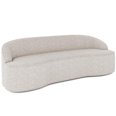 Sofá 3 Lugares Curvo Sala De Estar Living Lótus D02 Linho Cru 180 Cm D-461