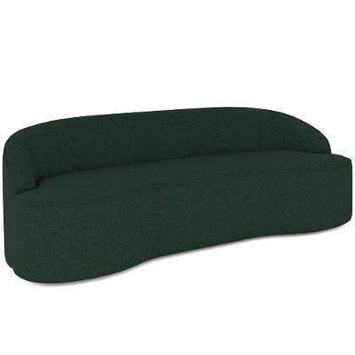 Sofá 3 Lugares Curvo Sala De Estar Living Lótus D02 Linho Verde Musgo 180 Cm C-117