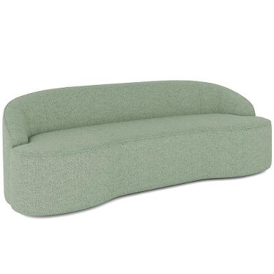 Sofá 3 Lugares Curvo Sala De Estar Living Lótus D02 Linho Verde 210 Cm D-477