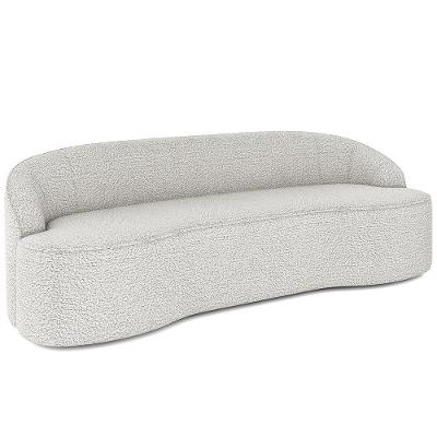 Sofá 4 Lugares Curvo Sala De Estar Living Lótus D02 Bouclê Creme 260 Cm B-54