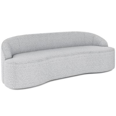 Sofá 4 Lugares Curvo Sala De Estar Living Lótus D02 Bouclê Cinza 260 Cm B-56