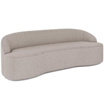 Sofá 4 Lugares Curvo Sala De Estar Living Lótus D02 Bouclê Bege 260 Cm B-62