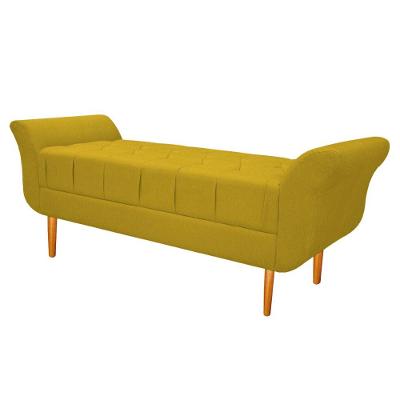 Recamier Estofado Ari 160cm Queen Size Suede Amarelo