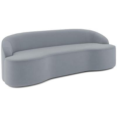 Sofá 4 Lugares Curvo Sala De Estar Living Lótus D02 Veludo Cinza 260 Cm C-317