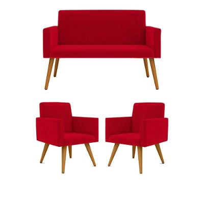 Kit Namoradeira 2 Lugares Reforçada + 2 Poltronas vermelho