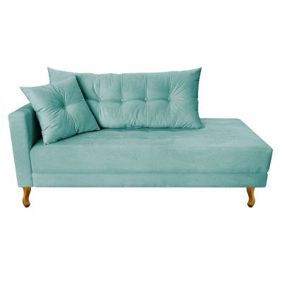 Recamier Azura 140cm Com Almofada   Direito Suede Cor Azul Tiffany