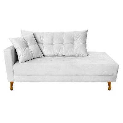 Recamier Azura 160cm Com Almofada Lado Direito Suede Cor Branco