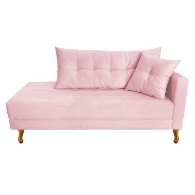 Recamier Azura 185cm Com Almofada Lado Esquerdo Suede Cor Rosa Bebê