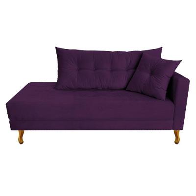 Recamier Azura 185cm Com Almofada Lado Esquerdo Suede Cor Roxo
