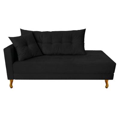 Recamier Azura 185cm Com Almofada Lado Direito Suede Cor Preto