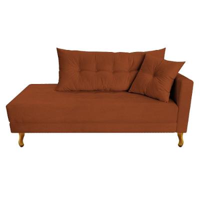 Recamier Azura 185cm Com Almofada Lado Esquerdo Suede Cor Terracota