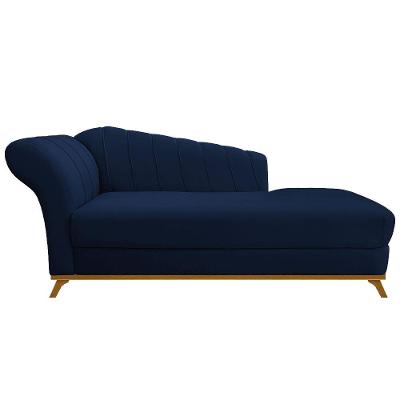 Recamier Vanessa 185cm Lado Direito Suede Azul Marinho