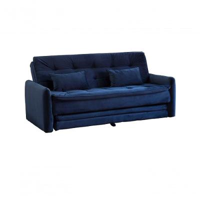 Sofá Cama Reclinável Com Cama Auxiliar - Veludo Azul Marinho