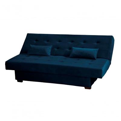 Sofá Cama Casal 3 Lugares Laila - Veludo Azul Marinho