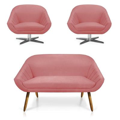 Kit 01 Namoradeira 02 Lugares E 02 Poltronas Giovana Suede Rose