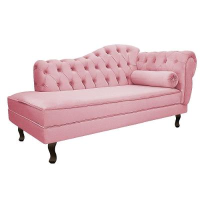 Recamier Diana 185cm Esquerdo Suede Rosa Bebê Doce Sonho