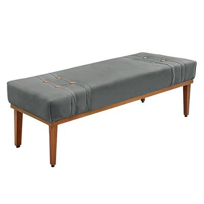Recamier Decorativo 140cm Veludo Pés De Madeira Cinza