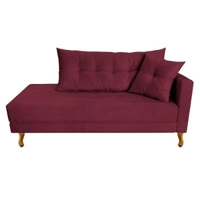 Recamier Azura 185cm Com Almofada Lado Esquerdo Suede Cor Bordô
