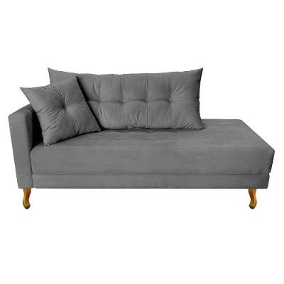 Recamier Azura 160cm Com Almofada Lado Direito Suede Cor Cinza