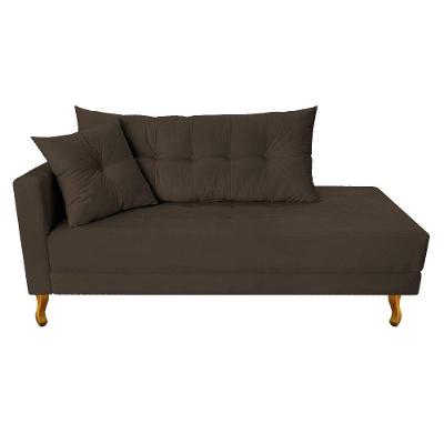 Recamier Azura 140cm Com Almofada Lado Direito Suede Cor Marrom