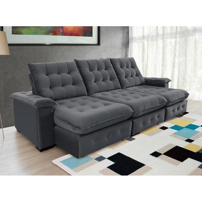 Sofá Coliseu 2.90m Retrátil E Reclinável Super Pillow - Chumbo
