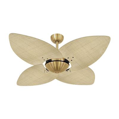 Ventilador De Teto Dourado 4 Pás Palmae Natural 127V