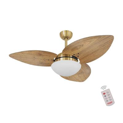 Ventilador De Teto Dourado 3 Pás Rádica Freijó 220V