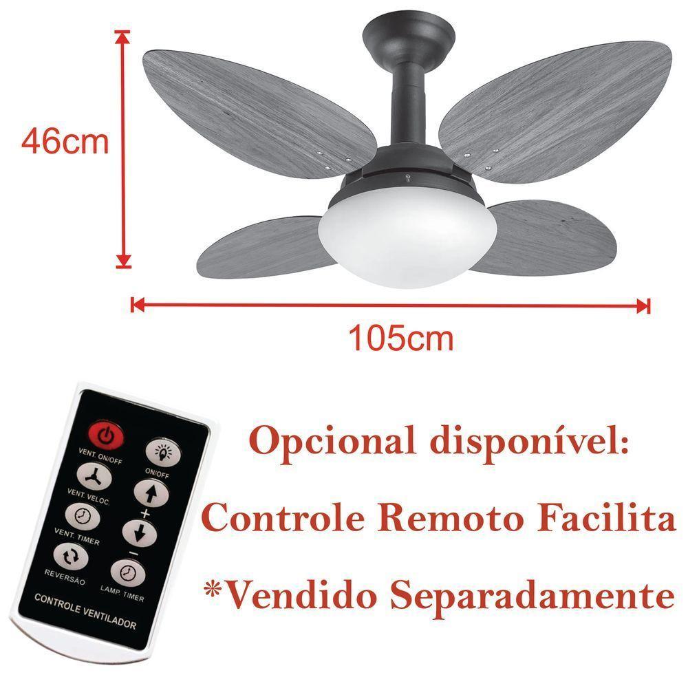 Ventilador De Teto Jet Pétalo Venti-delta Preto Freijó 220v - 2