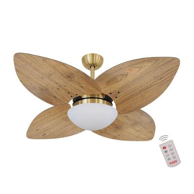Ventilador De Teto Dourado 4 Pás Rádica Imbuia 220V