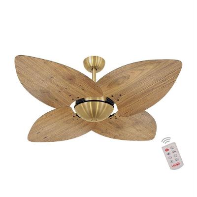 Ventilador De Teto Dourado 4 Pás Rádica Freijó 220V