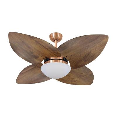 Ventilador De Teto Kovalski Cobre 4 Pás Rádica Imbuia 127V