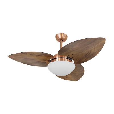 Ventilador De Teto Kovalski Cobre 3 Pás Rádica Imbuia 220V