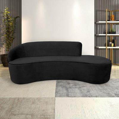 Sofá Decorativo 3 Lugares 210Cm Abby Encosto Esquerdo Curvo Veludo Preto G15 - Gran Belo