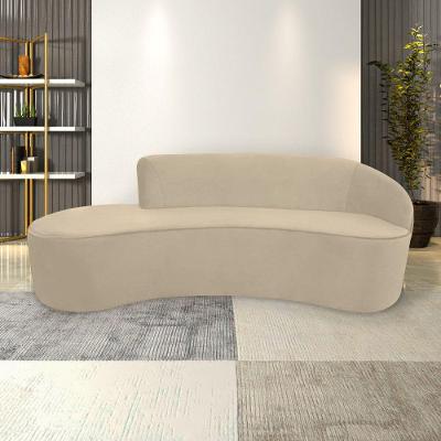 Sofá Decorativo 3 Lugares 210Cm Abby Encosto Direito Curvo Veludo Creme G15 - Gran Belo