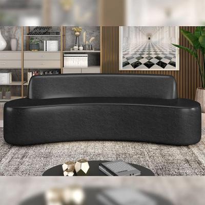 Sofá Decorativo 3 Lugares 180Cm Bélgica Curvo Pu Preto G15 - Gran Belo