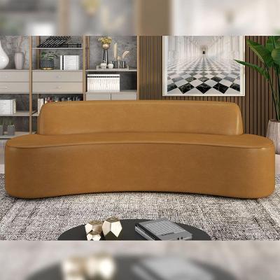 Sofá Decorativo 3 Lugares 210Cm Bélgica Curvo Pu Caramelo G15 - Gran Belo